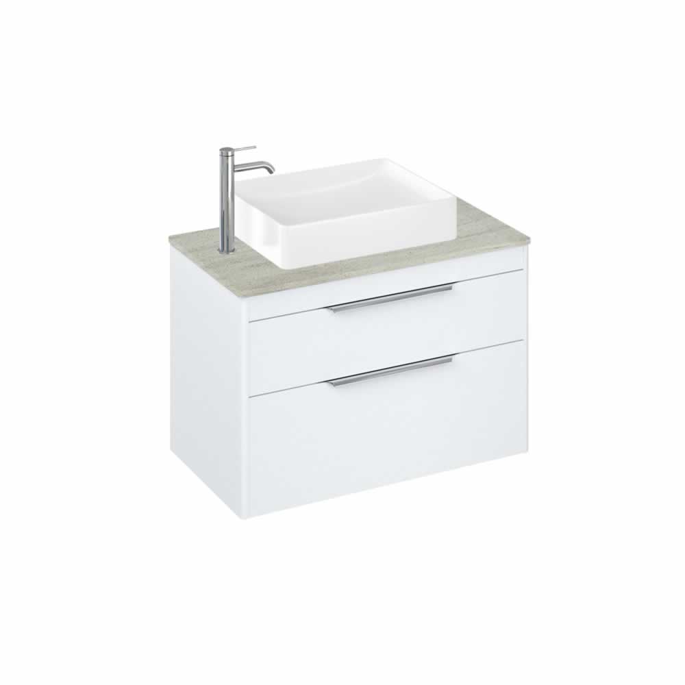 Shoreditch 85cm double drawer Matt White with Concrete Haze Worktop and Quad Countertop Basin